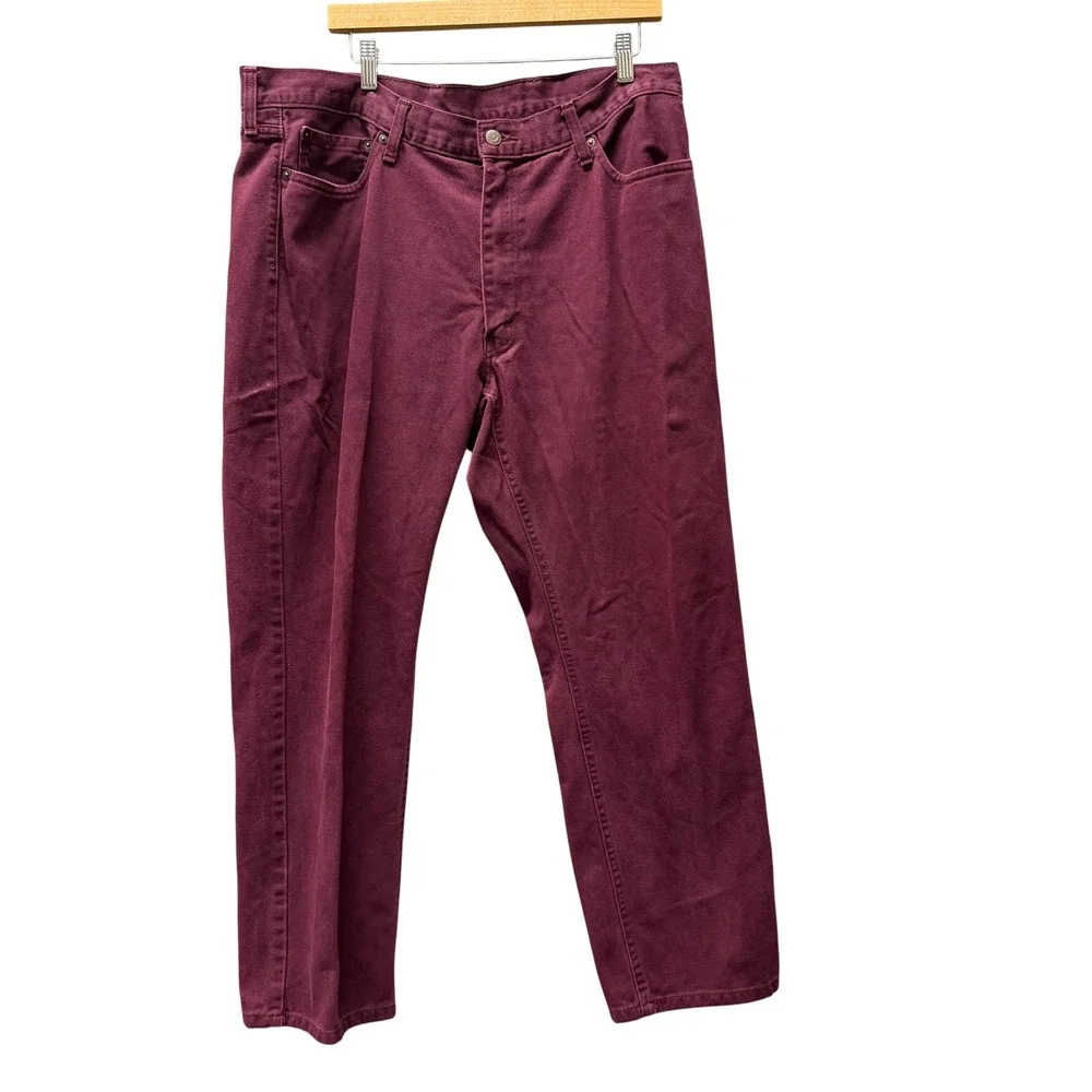 Levi's 541 Pants Mens 40x32‎ (39x29 ACTUAL) Athletic Taper Burgundy Denim HEMMED